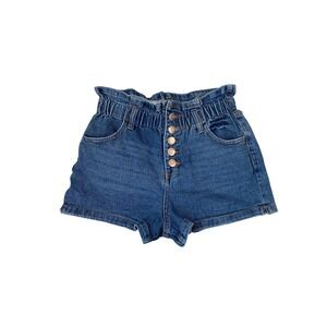 Vintage Y2K Wild Fable Paperbag Waist Blue Denim Shorts Button Fly Women S Boho